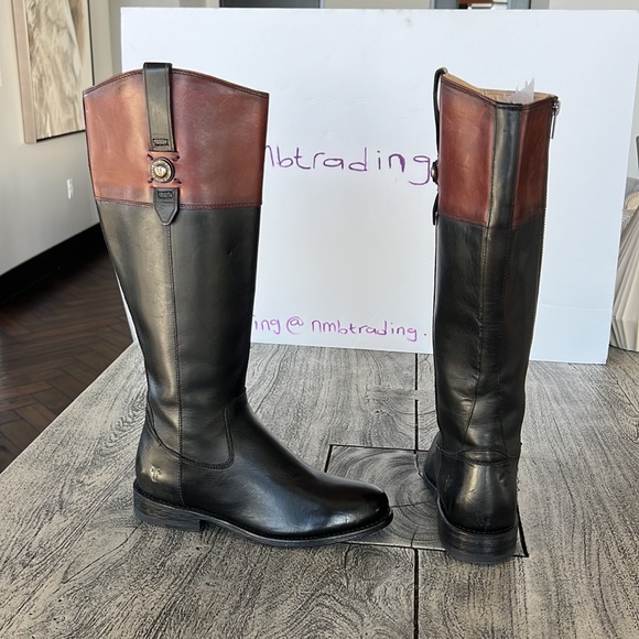 Designer Frye The Frye Company black/brown 7B cowboy riding boots - Picture 6 of 16